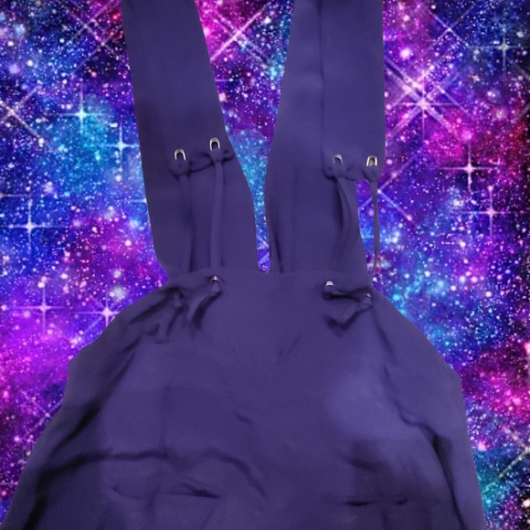 MAEVE Navy Blue Souxanne Wide Leg Jumpsuit Apron Overalls Anthropology - Picture 9 of 15